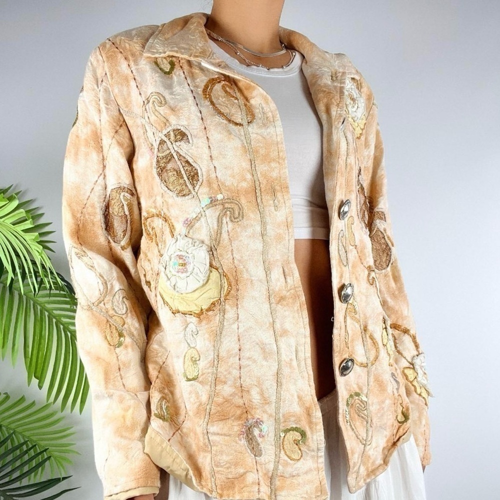 Vintage 90s Womens Indigo Moon Fairy Grunge Patchwork Bohemian Jacket Size 1X - Picture 2 of 12